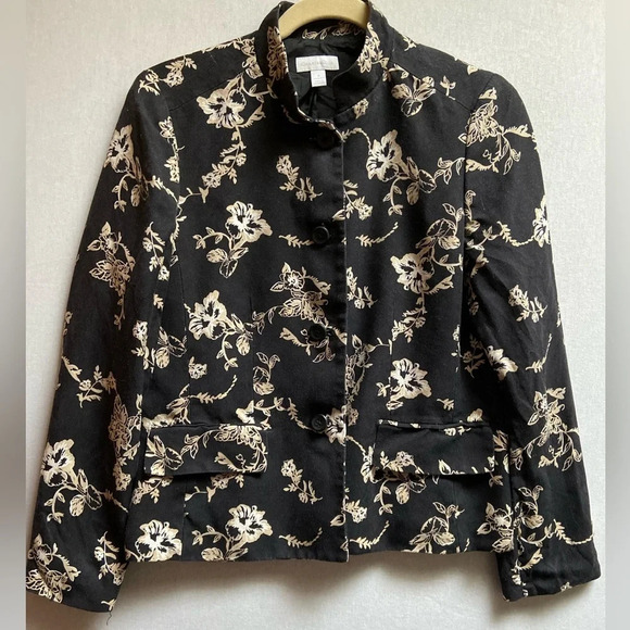 Charter Club 100% Silk button floral  blazer Sz 6 - Picture 1 of 10